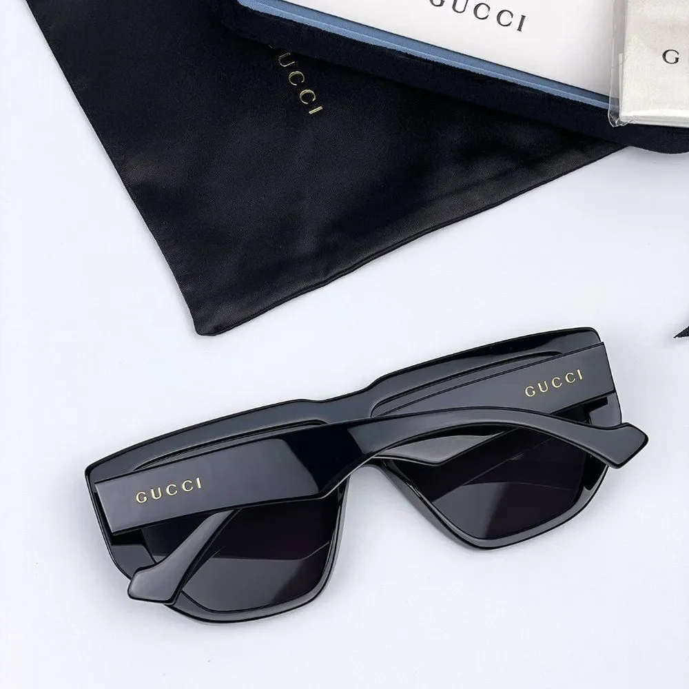 NEW Gucci LOGO GG0997S 002 Black Gray Shield Unisex Sunglasses